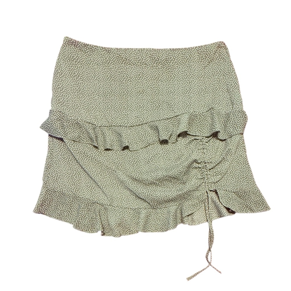 Y2K Vintage Polly Ruffled Green/White Polka Dot Mini Skirt Size 6